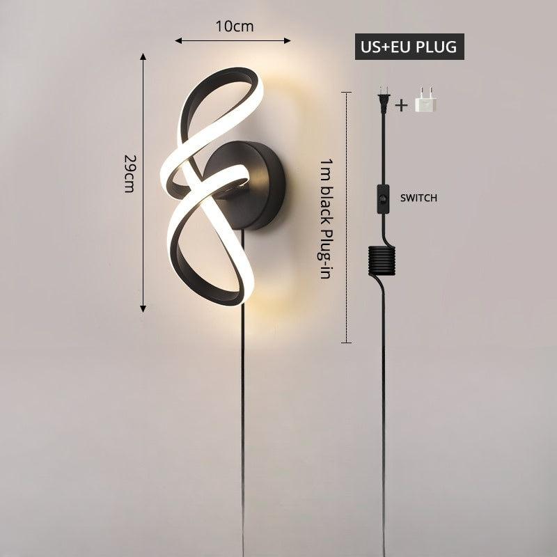 LED Indoor Wall Lamp Aisle Lighting Decoration | Modern Minimalist Design | AC90V-260V | Black/White | Living Room, Bedroom, Bedside Luster